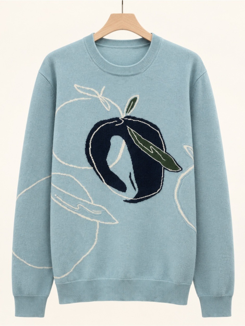Hermès Unisex 100% Cashmere Graphic Sweater Blue Size S
